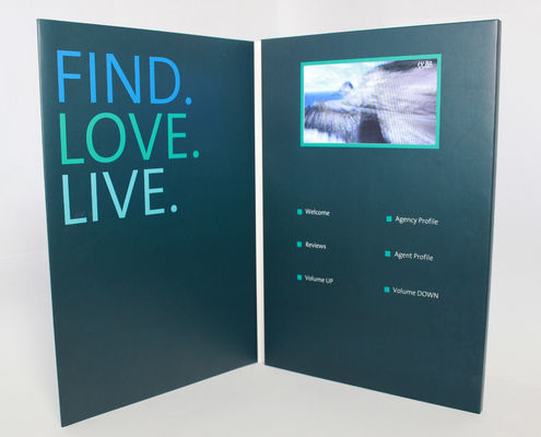 Matt Lamination LCD Video Brochure Card Memory Flash And Custom Dimensions